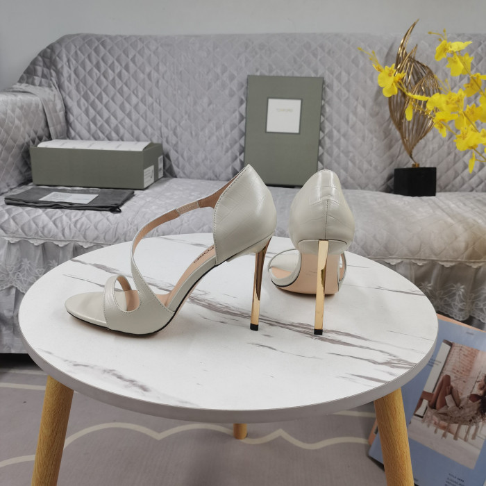 Tom Ford 10.5 cm in Pelle di Coccodrillo Tacco Alto Sandalo In Bianco