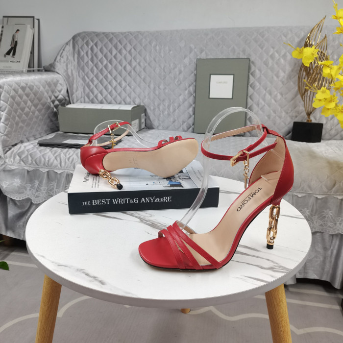 Tom Ford 10.5 cm in Pelle Catena in Metallo Tacco Alto Sandalo Rosso