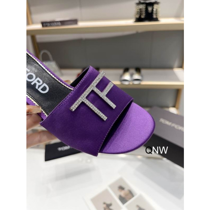Tom Ford 4.5 cm in Seta TF Logo Diapositiva In Viola