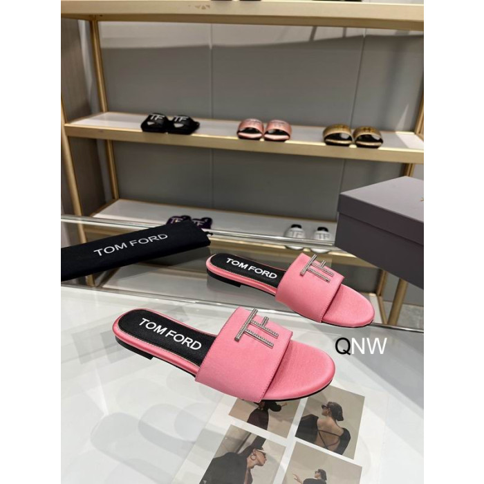 Tom Ford Pelle TF Logo Diapositiva In Rosa