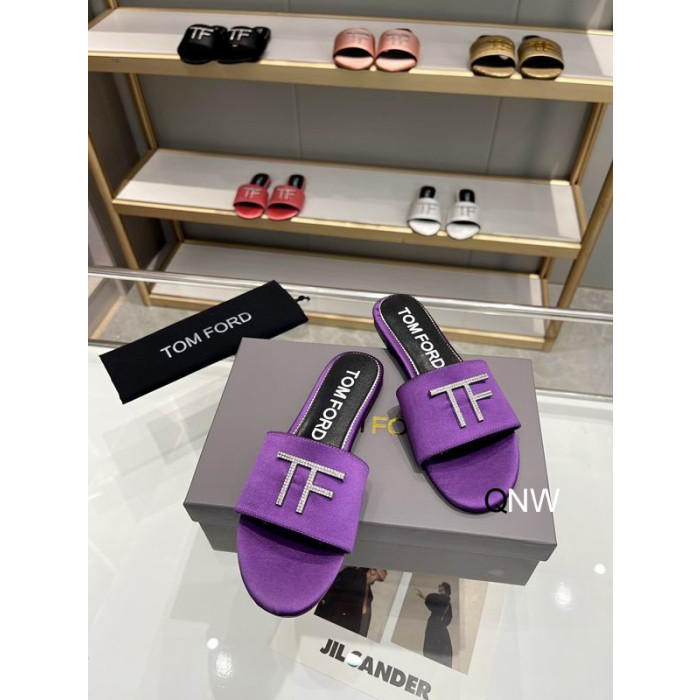 Tom Ford Pelle TF Logo Diapositiva In Viola