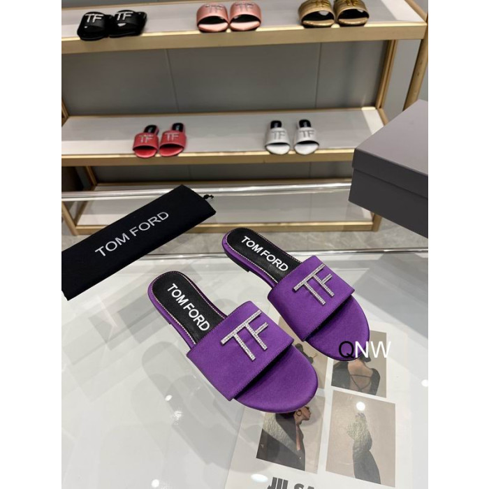Tom Ford Pelle TF Logo Diapositiva In Viola