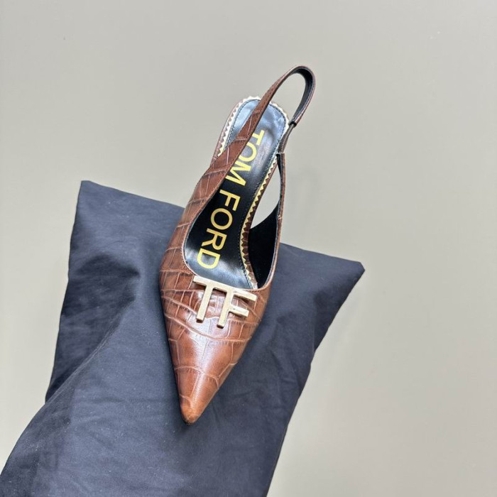 Tom Ford 10cm in Pelle di Coccodrillo Angelina Slingback In Marrone