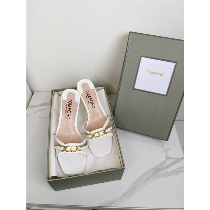 Tom Ford Laminato Stampato Lucertola Tacco Alto Whitney Diapositiva In Bianco