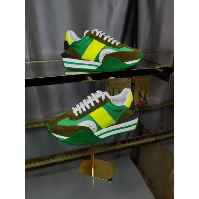 Tom Ford Camoscio Tessuto Tecnico James Sneaker In Verde/Giallo 011