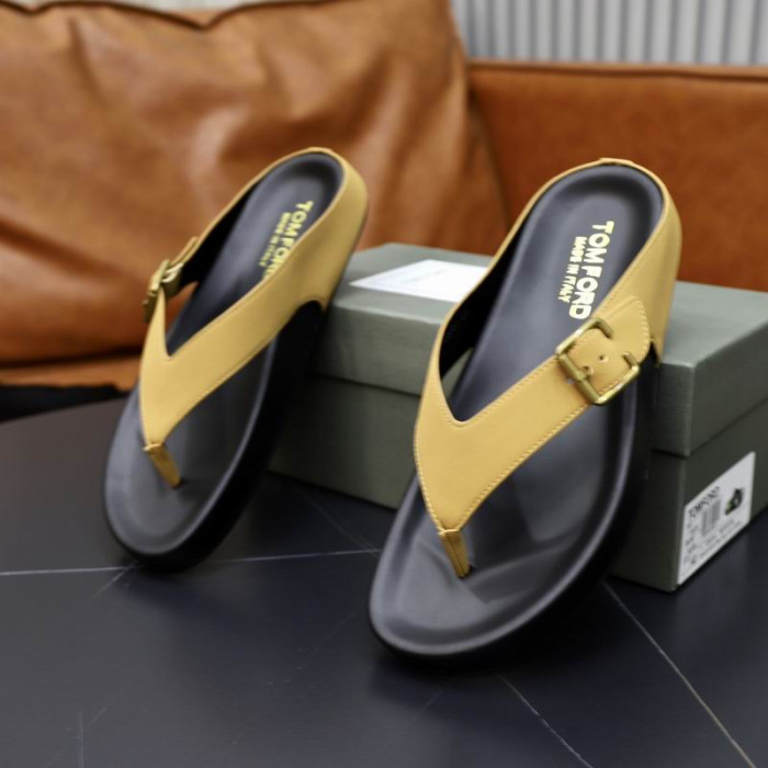 Tom Ford per Uomo in Pelle Favolosa Palm Pantofole In Giallo