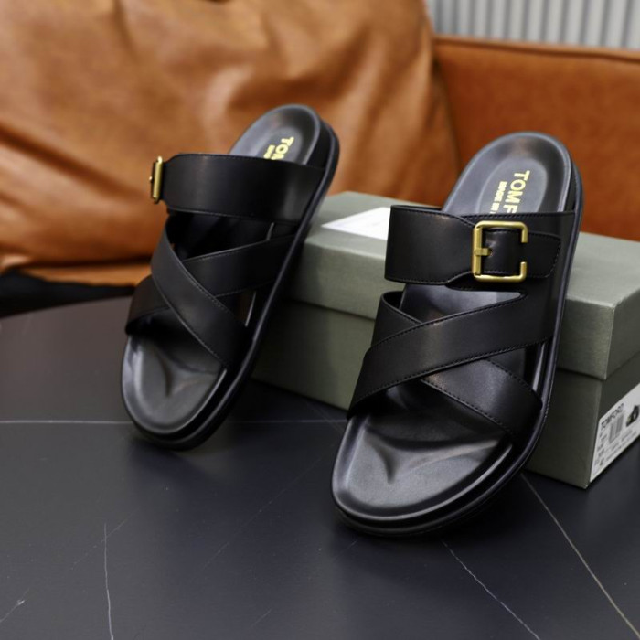Tom Ford per Uomo in Pelle Pantofole Nero