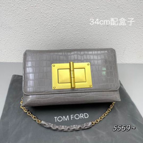 Tom Ford Donna Coccodrillo Borsa A Tracolla Grigio