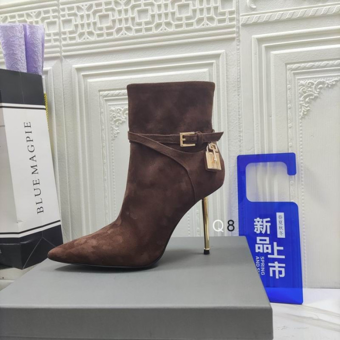 Tom Ford(トム-フォード10.5cm南京錠足首のブーツ茶色