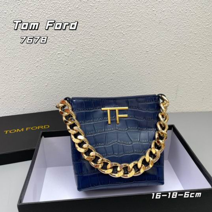 Tom Ford(トム-フォード厚チェーンクロコダイルパターンUnderarm袋青