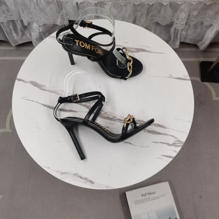 Tom Ford(トム-フォード10.5cm革製ゴールドチェーンダ黒