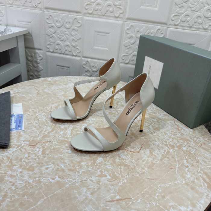 Tom Ford(トム-フォード10.5cmクロコダイルのハイヒールサンダル白