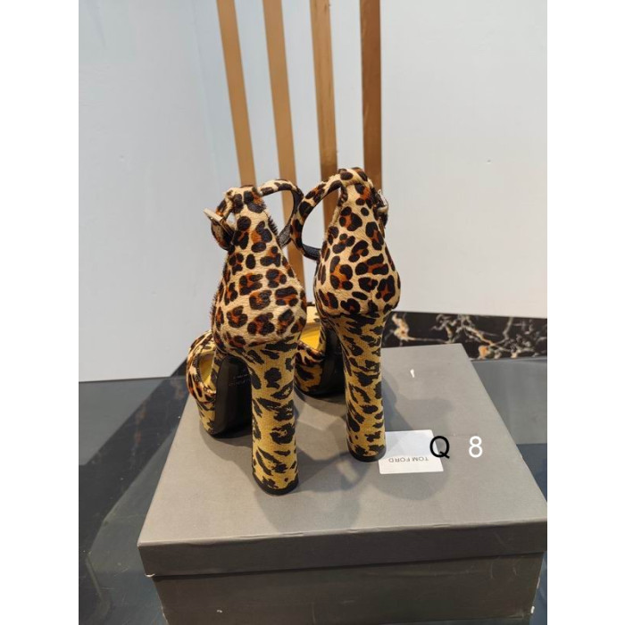 Tom Ford(トム-フォード14.5cmヒョウ柄サンダルは黄色