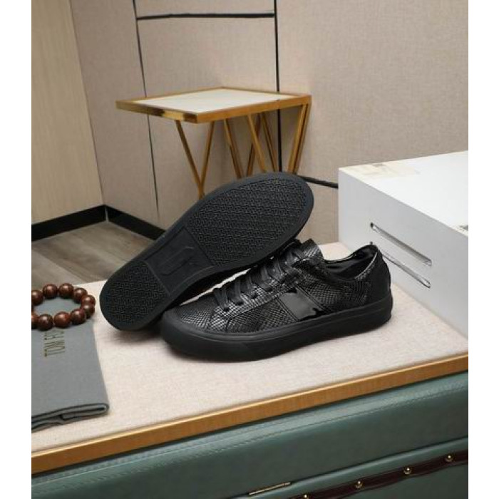 Tom Ford(トム-フォード蛇皮ケンブリッジレースアップの低いスニーカー黒