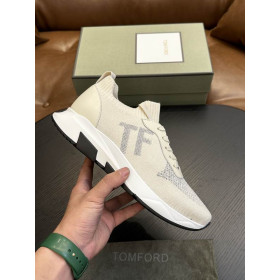 Tom Ford(トム-フォードメッシュレースアップの低いスニーカー白