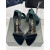 Tom Ford(トム-フォード10cmシルクサテン中空ストラップサンダルグリーン