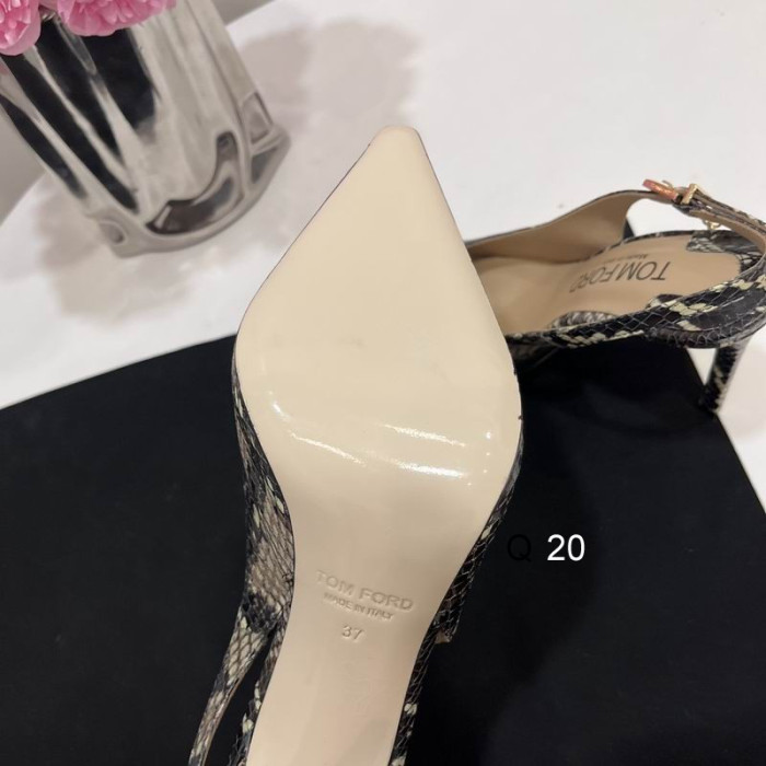 Tom Ford 10cm Angelina Slingback Sko i Preget Python I Svart