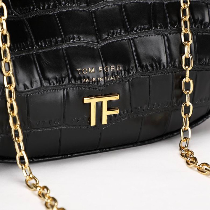 Tom Ford-Womens Mini Krokodille Mønster Skulder Veske I Svart