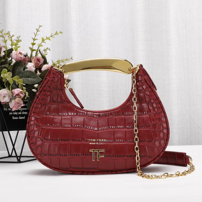 Tom Ford-Womens Mini Krokodille Mønster Skulder Bag In Red