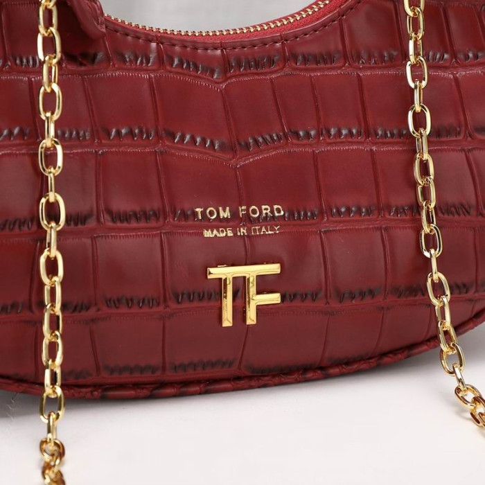 Tom Ford-Womens Mini Krokodille Mønster Skulder Bag In Red