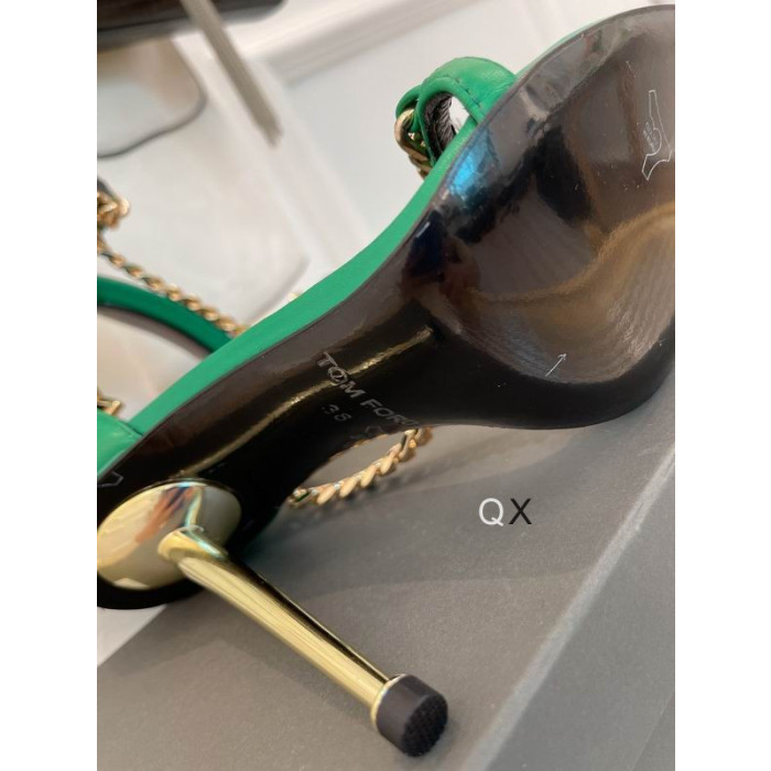 Tom Ford Skinn Chain Point-Toe-Ankel-Strap Sandaler I Grønt