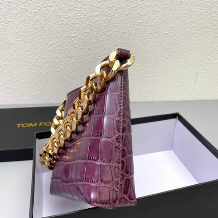 Tom Ford Tykk Kjetting Krokodille Mønster Underarm Bag I Lilla