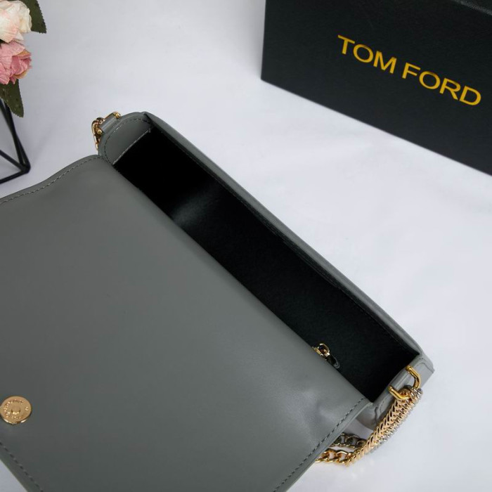 Tom Ford Gull Sølv Kjede full-skulderveske i skinn Veske i Skinn I Grå 