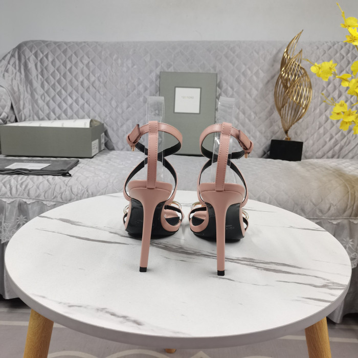Tom Ford 10,5 cm Skinn Kjede av Gull Sandal I Rosa