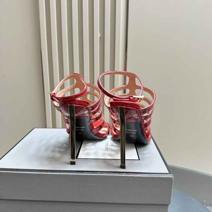 Tom Ford 10cm Trykt Krokodille Bur Skinn Sandal I Rødt