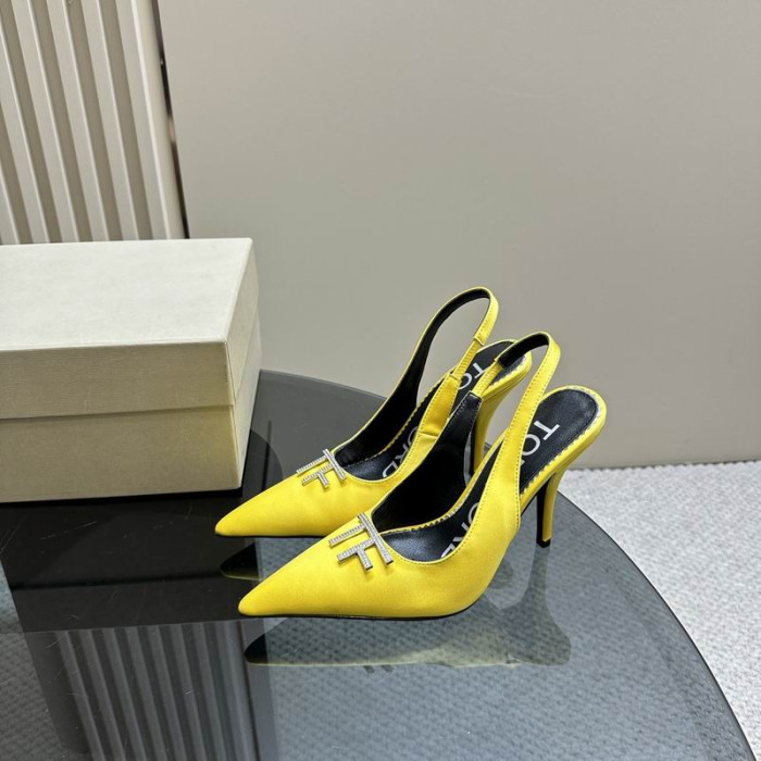 Tom Ford 10cm Skinn Angelina Slingback I Lyse Gul