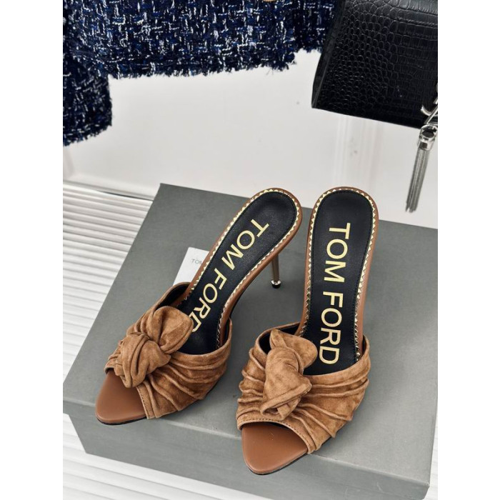 Tom Ford 10cm Metall Hæl Skyv I Brun
