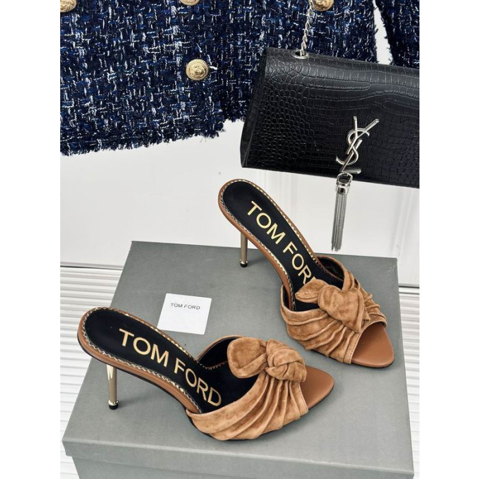 Tom Ford 10cm Metall Hæl Skyv I Brun