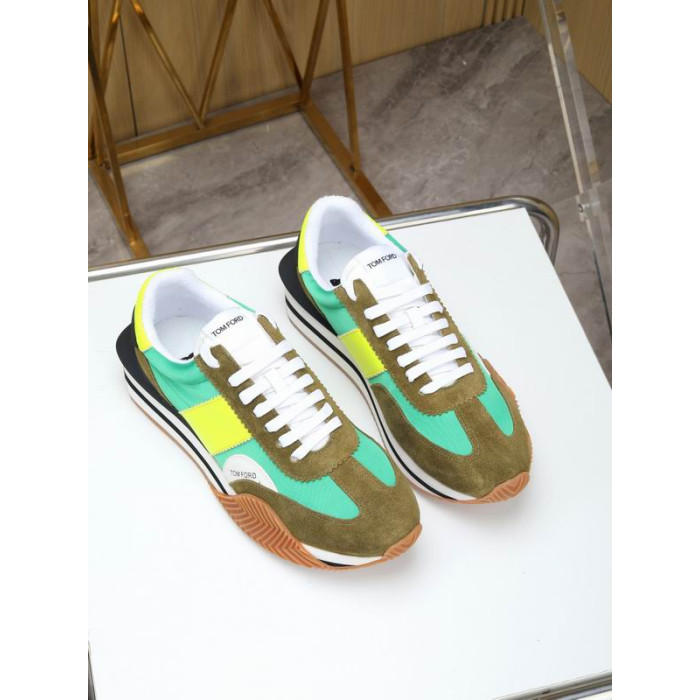 Tom Ford Semsket Teknisk Stoff James Sneaker I Grønn/Gul 036