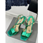 Tom Ford 10,5 cm Metall Kjede Stemplet Krokodille Skinn Angelina Sandal I Grønt