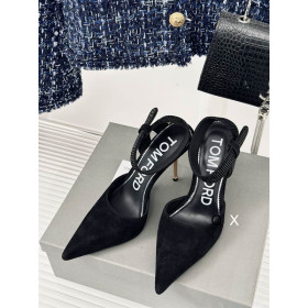 Tom Ford 10cm Fløyel Asymmetrisk Crystal pumper I Black02