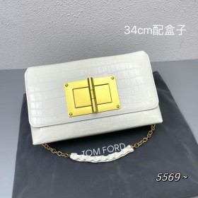 Tom Ford-Womens Krokodille-Skulderveske I Hvit