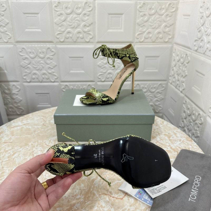 Sandały Tom Ford z Wężowej skóry z wzorem 10,5 cm Zielony