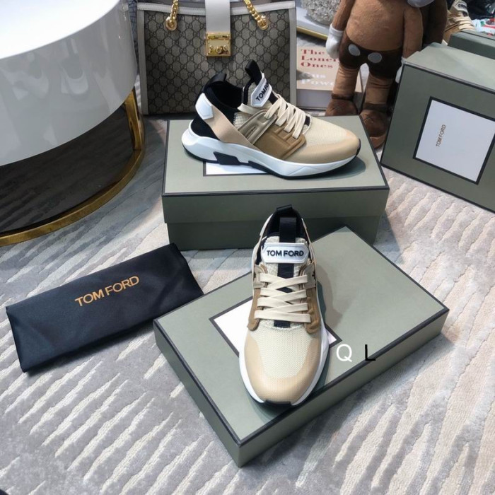 Trampki Tom Ford Jago z niskim dachem z siatki nylonowej w kolorze Khaki 06