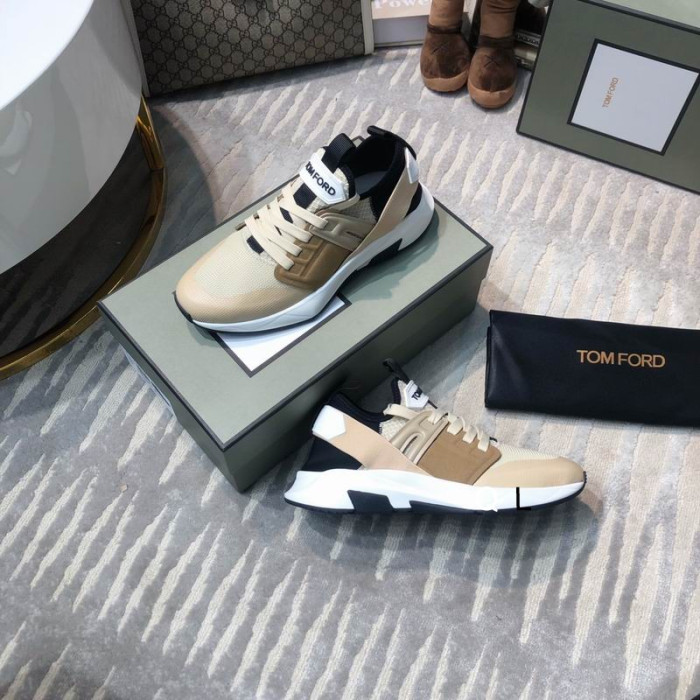 Trampki Tom Ford Jago z niskim dachem z siatki nylonowej w kolorze Khaki 06