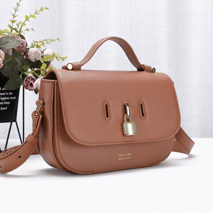Damska Mini torba na ramię z Teksturowanej skóry Tom Ford Brązowy