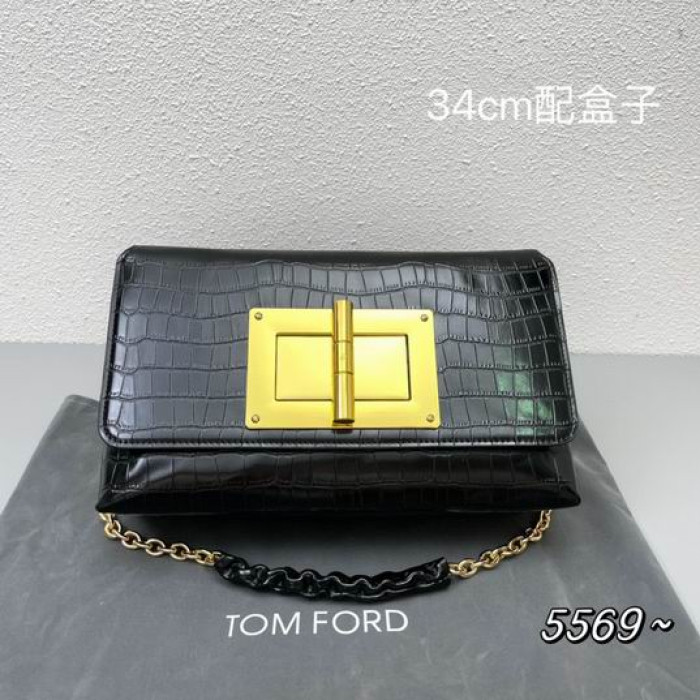 Damska torba Na ramię z Krokodyla Tom Ford w Kolorze Czarnym