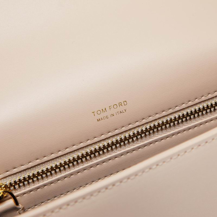 Torba Na ramię z naturalnej skóry Tom Ford Złoty Srebrny Łańcuch i Portfel z Абрикосовой Skóry 