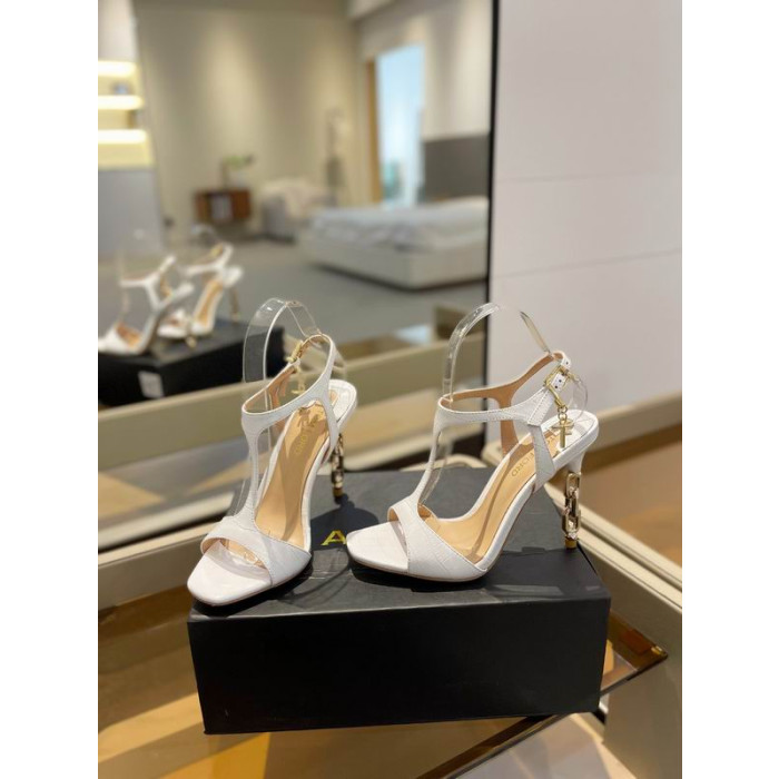 Tom Ford, Złoty Łańcuch z Krokodylej skóry z Wytłoczonym 10,5 cm, Sandały Angelina Biały