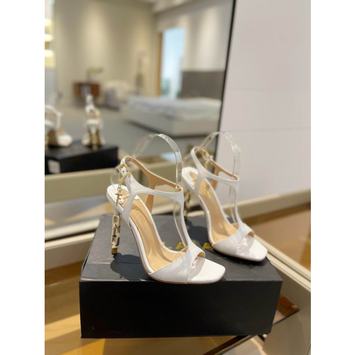 Tom Ford, Złoty Łańcuch z Krokodylej skóry z Wytłoczonym 10,5 cm, Sandały Angelina Biały