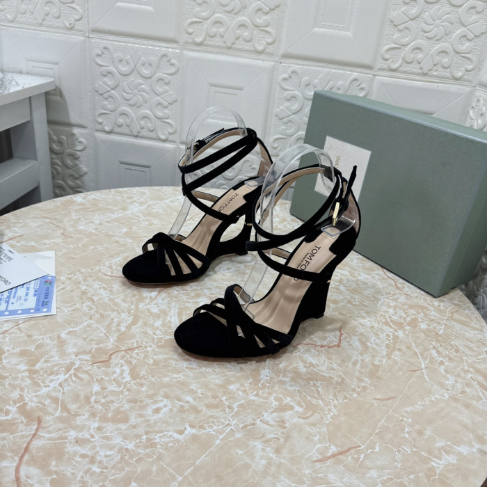 Czarne Sandały Tom Ford na Wysokim Obcasie z paskami długość 10,5 cm