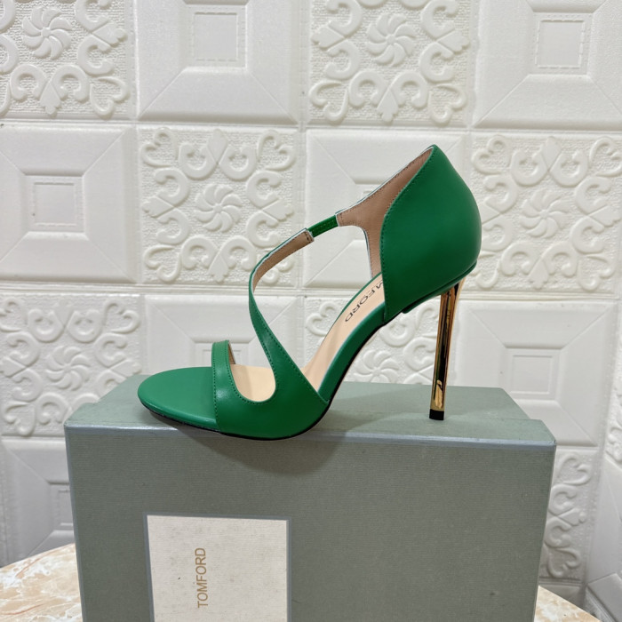 Skórzane Sandały Tom Ford na Wysokim Obcasie długość 10,5 cm Zielony