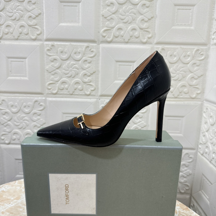 Tom Ford Na Wysokim Obcasie Z Ostrym Czubkiem i Крокодиловым Nadrukiem 10,5 cm Kolor Czarny