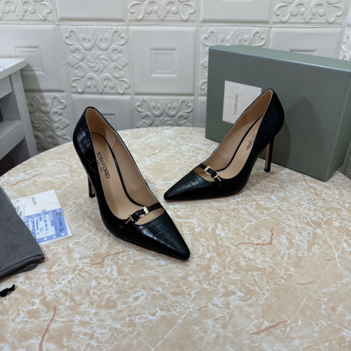 Tom Ford Na Wysokim Obcasie Z Ostrym Czubkiem i Крокодиловым Nadrukiem 10,5 cm Kolor Czarny