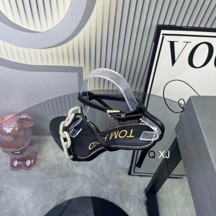 Skórzane Sandały Tom Ford na łańcuchu o długości 10,5 cm Kolor Czarny