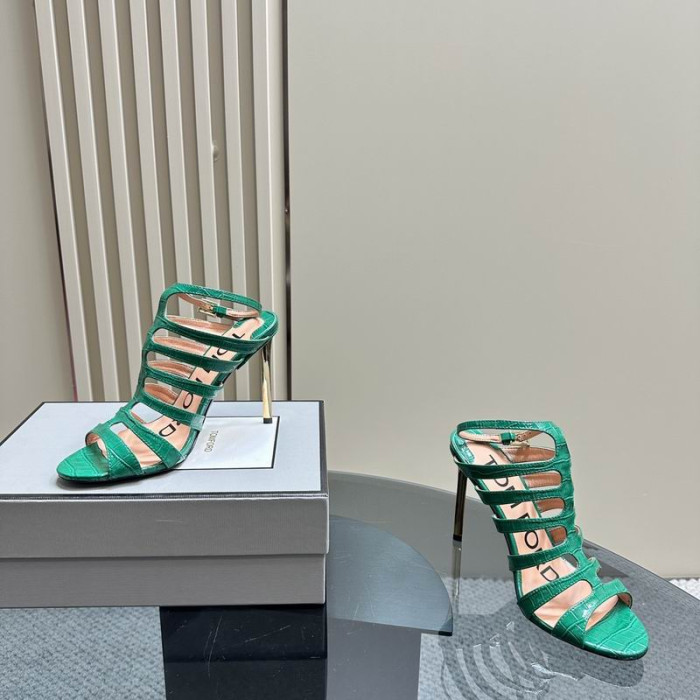 Sandały Tom Ford z Krokodylej skóry z Wzorem 10 cm W Klatce Zielony